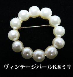 ル.ミァウのアクセサリー真珠サークルブローチシリーズ、ハンドメイド オフホワイトヴィンテージ6.8