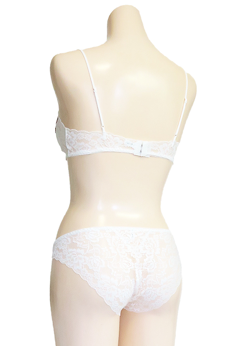 世界で１セットだけ　ストレッチレース　紅薔薇モチーフ  オフホワイト　ノンワイヤーブラ・ソフトブラ　ショーツ　ペアセット　#0005  4