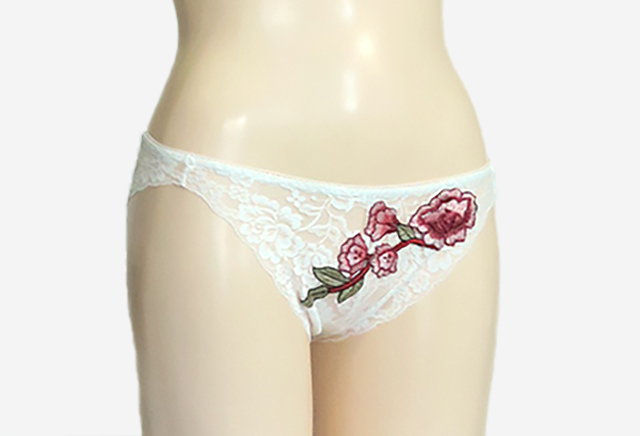 世界で１セットだけ　ストレッチレース　紅薔薇モチーフ  オフホワイト　ノンワイヤーブラ・ソフトブラ　ショーツ　ペアセット　#0005  9