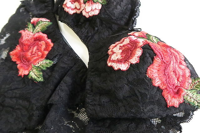 世界で１セットだけ　ストレッチレース　紅薔薇モチーフ　ブラック　ノンワイヤーブラ・ソフトブラ　ショーツ　ペアセット　#0006 8